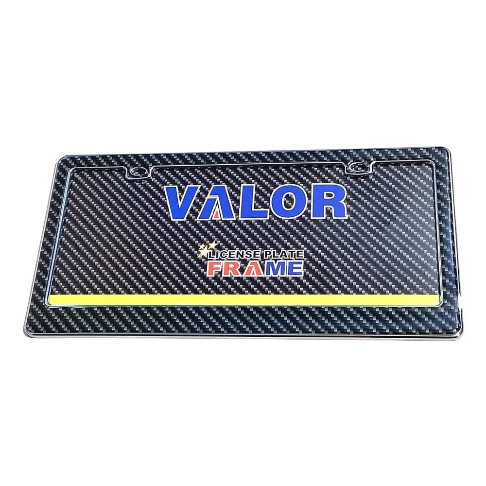 Valor Auto Car License Plate Frame Metal Black Gray Design Standard - Picture 1 of 5